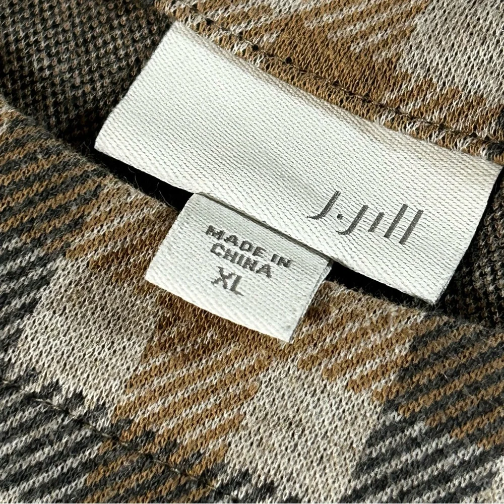 J. Jill Plaid Short Sleeve Dress Pockets Modest Office Camel Multi Size XL - Picture 6 of 9